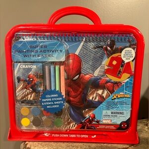 Marvel Spider-Man Painting Activity Set with Red Case Easel and Chalk Board